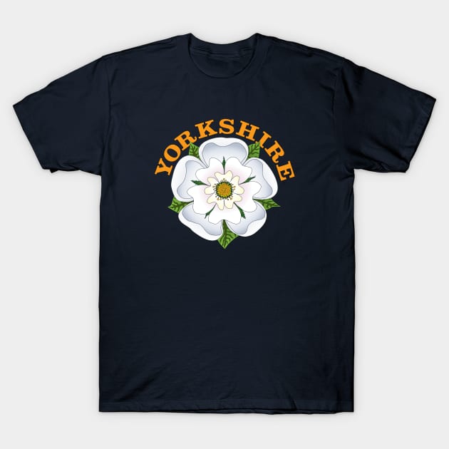 Yorkshire with white rose T-Shirt by Yorkshire Stuff